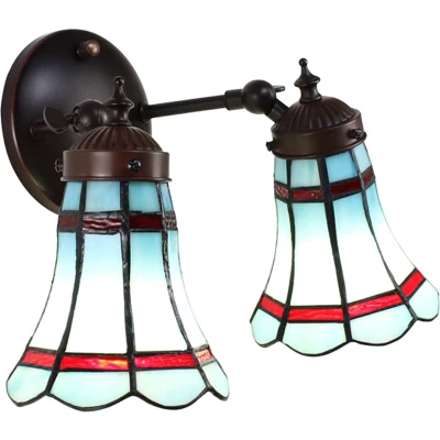Afbeelding van Clayre &amp; Eef Blauwe Wandlamp Tiffany 30*23*23 cm E14/max 2*25W 5LL 6213