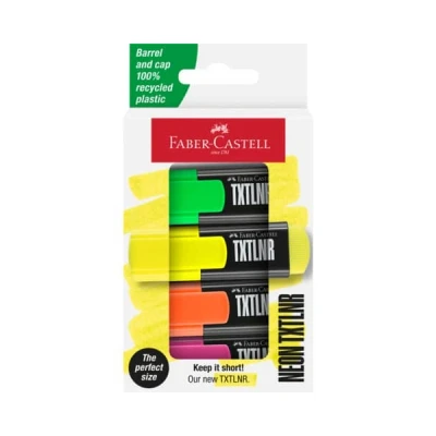 Afbeelding van Tekstmarker Faber Castell TXTLNR mini 4st. neon in karton etui