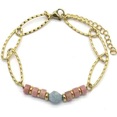 Afbeelding van Armband Dames Ovale Schakels RVS Lengte 16 19 cm Goudkleurig