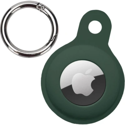 Afbeelding van Hoesje Geschikt voor Apple AirTag Sleutelhanger Houder Siliconen Hoes Donkergroen