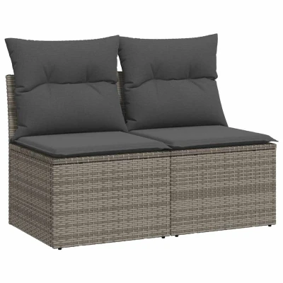 Afbeelding van vidaXL 4 delige Loungeset met kussens poly rattan acacia grijs