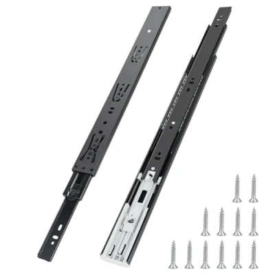 Afbeelding van 400 mm volledig uittrekbaar 2 sets kogellagers lades 45 kg draagvermogen lade uitschuifsysteem keukenlade geleidingssysteem zijmontage (zwart)