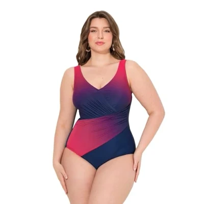 Afbeelding van Ulla Popken Farbverlauf Softcups Badpak, Dames, Maat: 56, Dark indigo