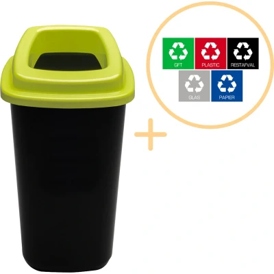 Afbeelding van Plafor Prullenbak 45L groen, gemakkelijk afval recyclen