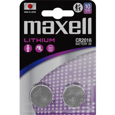 Afbeelding van Maxell CR2016 Lithium Knoopcelbatterij 2 stuks