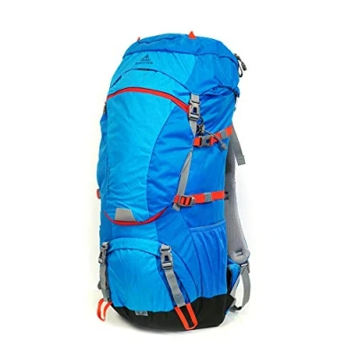 Afbeelding van mapuera Camino Azul Trekkingrugzak met opening aan de voorkant en 3 weg toegang, inclusief regenhoes, ideaal voor wandelen, trektochten of als pelgrimrugzak, blauw, 40 Liter