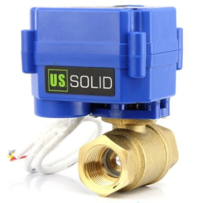 Afbeelding van U.S. Solid 1 &quot;motorkogelkraan messing 2 weg elektrisch zoneventiel, 9 24V AC/DC, 3 draden