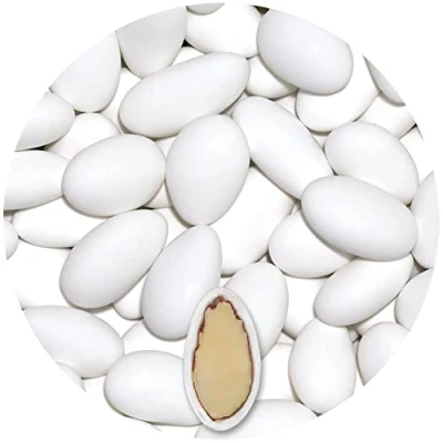 Afbeelding van EinsSein 2kg Suiker amandelen bruiloft Gracile midi wit mat suikerbonen bruitssuiker dragees confetti kleuren pure omhuld coating suikerlaagje boontjes geboorte communie candy bar candybar