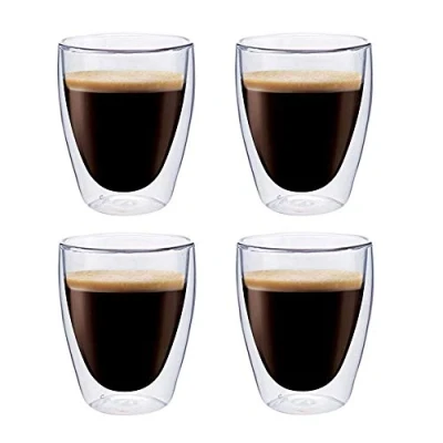 Afbeelding van Maxxo Dubbelwandige glazen, koffie, 4 x 235 ml, thermische koffieglazen met zwevend effect, duurzame