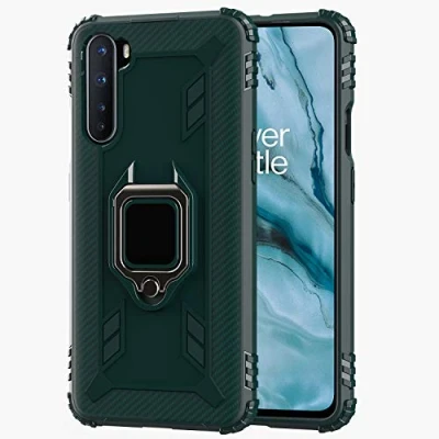 Afbeelding van TANYO beschermhoes voor OnePlus Nord, van TPU siliconen met 360 standaard, Rugged Armor Bumper Case, robuuste telefoonhoes, groen