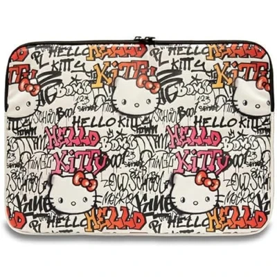 Afbeelding van CG MOBILE Hello Kitty Sleeve HKCSZPDGPTE 14&quot;&quot; Beige Zip PU Tags Graffiti