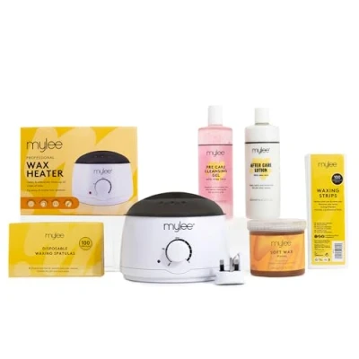 Afbeelding van Mylee Complete Wax Set, Inclusief Salon Kwaliteit Waxverwarmer, Zachte Crème Wax, Strips, Spatels en Voor &amp; Nabehandeling Lotion (Kit + Honingwas)