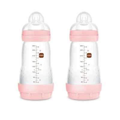 Afbeelding van MWM Easy Start Anti Colic A138, gepatenteerde stofzuiger van SkinsoftTM siliconen, ultrazacht, voor baby&#039;s vanaf 2 maanden, roze, stuks, zelfsteriliseerbaar in 3 minuten, 260 ml