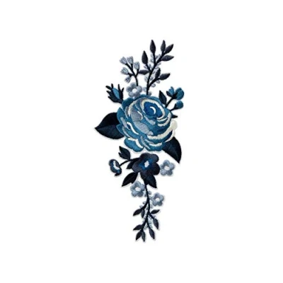 Afbeelding van Mono Quick Patch strijkplaatje applicatie om op te strijken rozen bloemen blauw 7 x 15 cm
