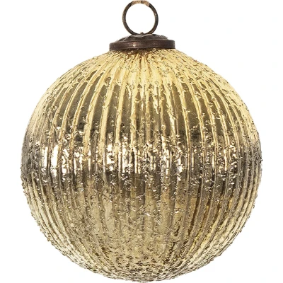 Afbeelding van Clayre &amp; Eef Kerstbal Ø 14 cm Goudkleurig Glas Kerstdecoratie