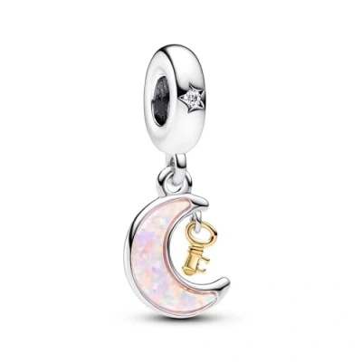 Afbeelding van Pandora 762985C01 Charm Dangle Two Tone Key &amp; Moon Bedel Bedels horloge Zilverkleur