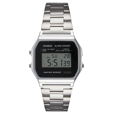Afbeelding van Casio A158WEA 1EF Horloge Retro Classic zilverkleurig zwart