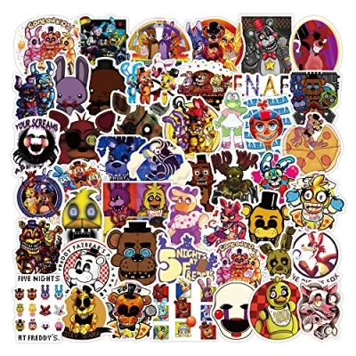 Afbeelding van 50 stuks Five Nights at Freddy&#039;s stickers vinyl waterdichte voor laptop, bumper, skateboard, waterflessen, computer, telefoon, terrorgame