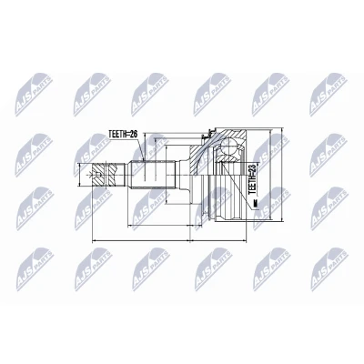 Afbeelding van Homokineet reparatie set, aandrijfas NTY NPZ TY 005