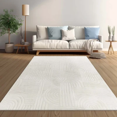 Afbeelding van Zacht Vloerkleed Emily Geometrisch Crème 120x160 Cm
