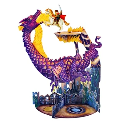 Afbeelding van SANTORO Slinger 3D Pop Up Wenskaart Draak en Ridder Voor Kinderen, Jongens, Hem, Verjaardag