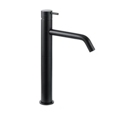 Afbeelding van Waterevolution Flow hoge wastafelkraan voor waskommen incl. click waste mat zwart T115PR