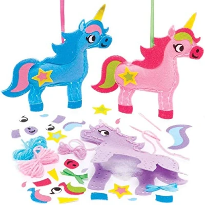 Afbeelding van Baker Ross FE273 Eenhoorn Decoratie Naai Sets Pakket van 3, set voor Kinderen, Creatieve Activiteiten Ideaal Knutselproject