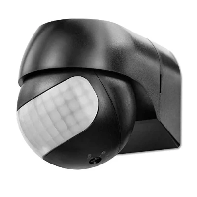 Afbeelding van conecto Infrarood bewegingsmelder binnen en buiten opbouw muur LED 180 kantelbaar IP44 schemeringssensor (1 stuk), zwart