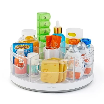 Afbeelding van YouCopia Crazy Susan Keukenkast Draaitafel, Opslag en Snack Organizer 6 Verwijderbare Bakken, Wit (1)