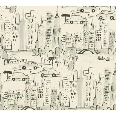 Afbeelding van Leen Bakker A.S. CrÃ ation Behang New York Zandkleurig, Zwart En 53cm X 10,05 M Beige Vinyl Création