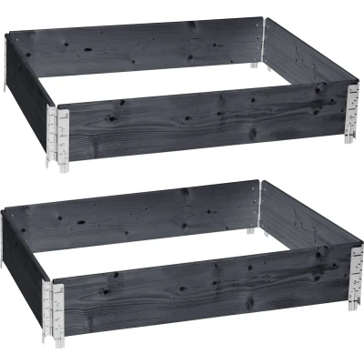 Afbeelding van Garronda Palletrand 2 Pack 120x80x20cm Antraciet Bloemen Kruiden Palletframe Natuurlijke Verhoogde Bloembedden GD BUD PAL