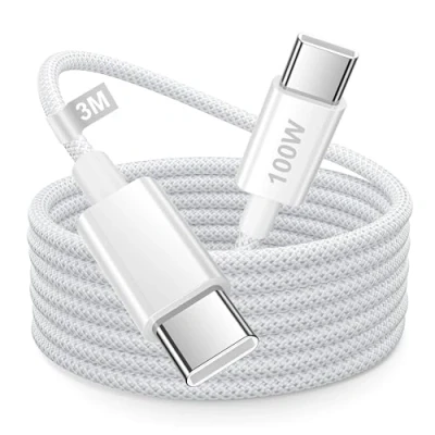 Afbeelding van USB C naar kabel, 3 m, 100 W, snellaadkabel, type C, kabel voor iPhone 15 16 Pro Max/Plus, iPad Pro/Air, MacBook Air/Pro, Samsung Galaxy S25 S24 S23 S22, Xiaomi
