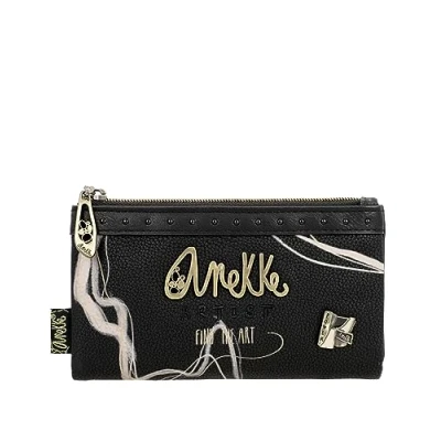 Afbeelding van Anekke Flexibele portemonnee voor dames RFID bescherming van kunstleer met ritssluiting en lus Shoto Brown accessoires afmetingen 18x10x3 cm,