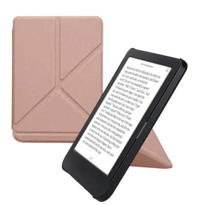Afbeelding van kwmobile case compatibel Met Kobo Clara BW/Colour hoes standaard E reader cover van kunstleer In roségoud