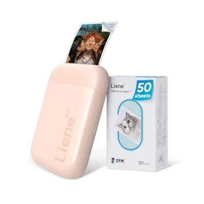 Afbeelding van Liene 2 x 3 draagbare fotoprinter met 50 vellen zink zelfklevend fotopapier, Bluetooth 5.0, klein, voor iOS en Android smartphone, mini directe iPhone (roze)