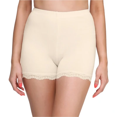 Afbeelding van Merry Style MS MS10 294 LE Dames Leggings Sport Vrijetijdsbroek Kort Met Kant Viscose Boxershorts Sporbroek Yogabroek Ecru L