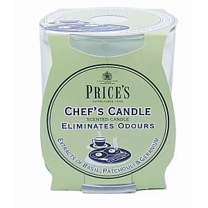 Afbeelding van Chef&#039;s Candle in glazen pot anti geuren basilicum, patchouli en geranium bloemen geurend 30 uur