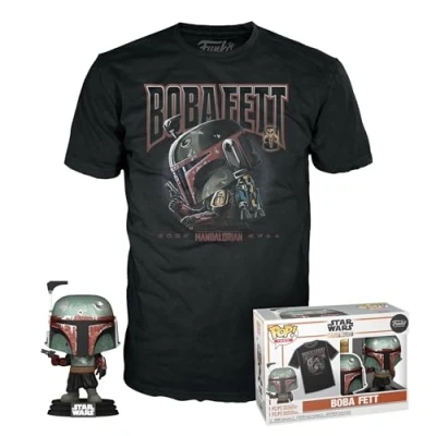 Afbeelding van Funko Pop! Star Wars Tee box The Mandalorian Boba Fett Metallic Exclusive Maat L