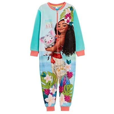 Afbeelding van Disney Moana Onesie voor Meisjes Fleece Pyjama Kinderen Loungewear Slaappak Pjs, Meerkleurig, 3 4 jaar