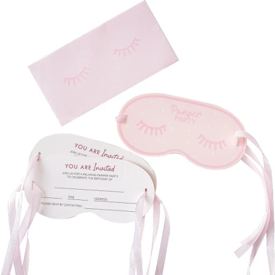 Afbeelding van Ginger Ray Pamper party oogmasker uitnodigingen 5 stuks