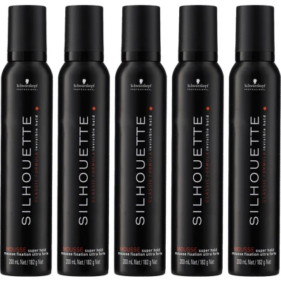 Afbeelding van 5x Schwarzkopf Silhouette Super Hold Mousse 200ml bundel/set/pakket Haibu by Kapperskorting.com