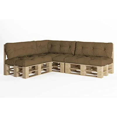 Afbeelding van Chilly Pilley Palletkussen Schuimvlokken Palletmeubels Palletbank Rugleuning Zitkussen Zijkussenset (Set Van 7 Bruin)