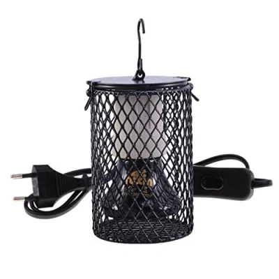 Afbeelding van POFET Reptielen keramische verwarmingslamp met bescherming, verwarmingsverlichting, infrarood reptielen, warmtelampenhouder anti hot bracket beschermkooi voor schildpad, hagedis, slang, bartagam,