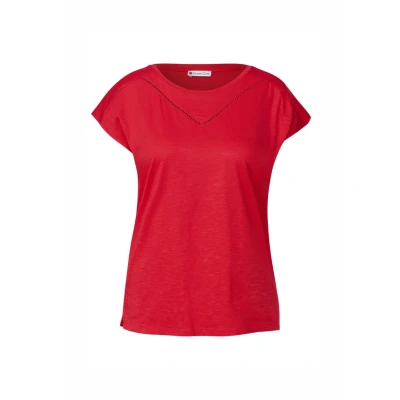 Afbeelding van Street One Damesshirt met decoratieve tape, Glory Red, 34