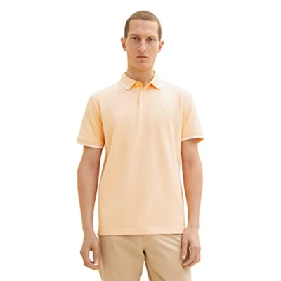 Afbeelding van TOM Tailor TD Poloshirt, Heren, Maat: Large, Orange vintage beige twotone