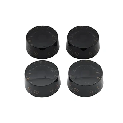 Afbeelding van Musiclily Metrisch Kunststof Gitaar LP Speed Knobs Volume Tone Controle Potmeter Knoppen voor Les Paul Stijl Elektrische Gitaar, Zwart met Goud Nummer(4 Stuks)