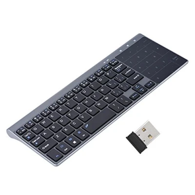 Afbeelding van draadloos toetsenbord, 2,4 GHz, mini toetsenbord met touchpad, 1200 dpi, smal, voor pc/laptop/tv box