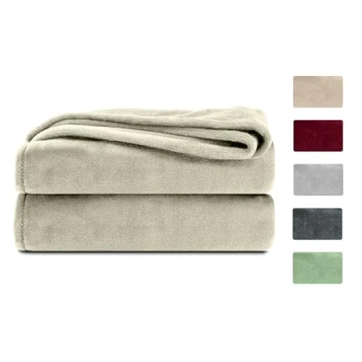 Afbeelding van Komfortec Fleece Deken Met kasjmier gevoel Plaid Dekens 240x220 cm Super Zacht Ecru