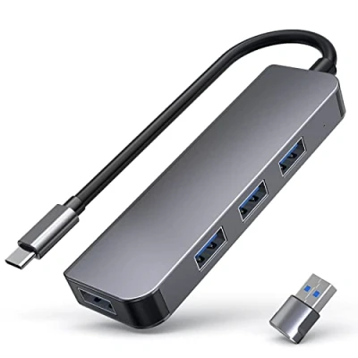 Afbeelding van USB C Hub met aansluiting naar stekker adapter, adapter 4 in 1 docking station voor MacBook Air, Surface Pro, XPS, laptop, notebook PC, Mac Mini/Pro, iMac en meer type apparaten (1)