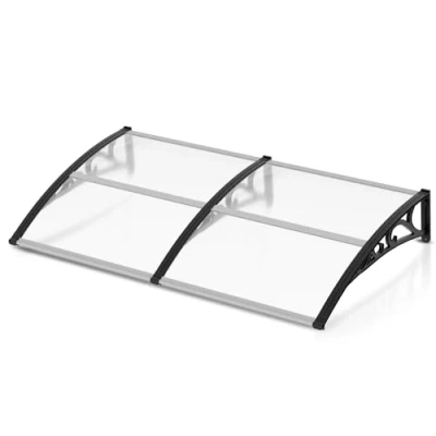 Afbeelding van Jiubiaz Luifel voor voordeur, 200 x 100 cm, polycarbonaat overkapping 6 mm, PP houder, transparant boogluifel, extreem weerbestendig, beschermt tegen regen, sneeuw en uv stralen